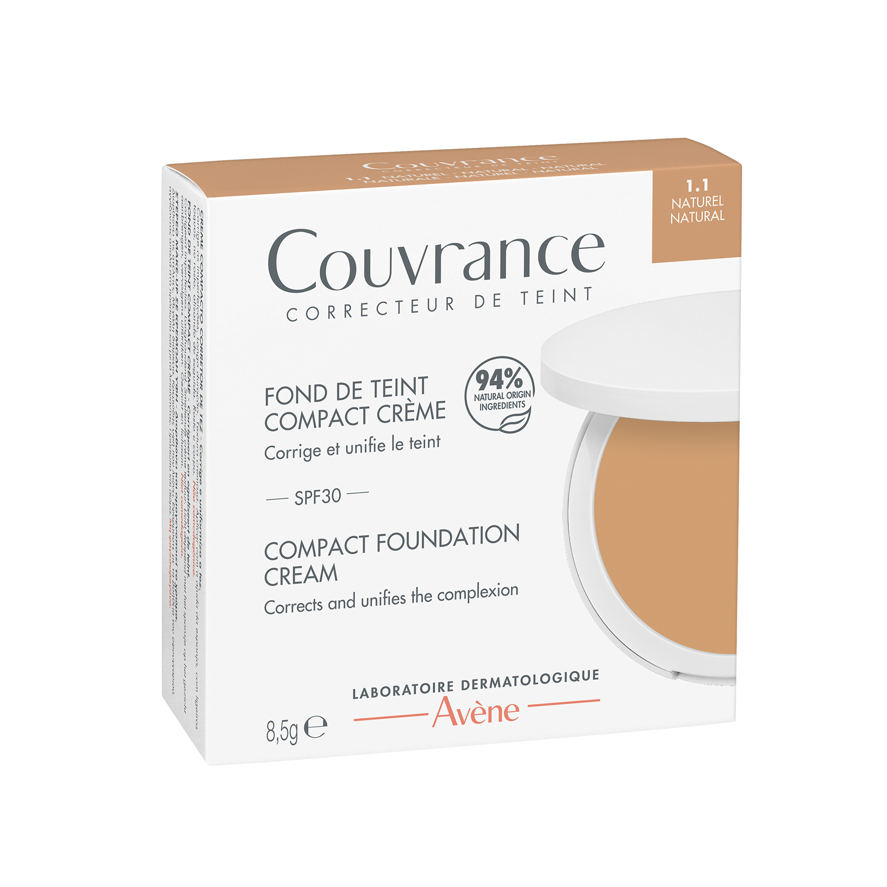AVENE - COUVRANCE Compact Foundation Cream SPF30 (Natural 1.1) - 8.5gr